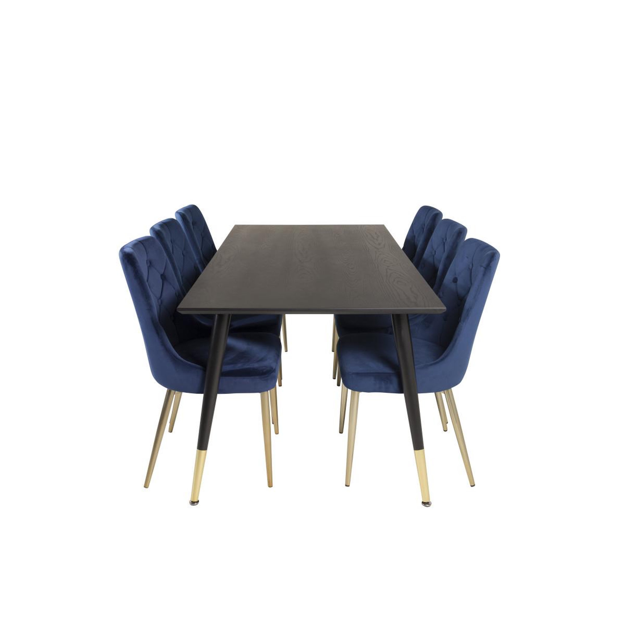 Voir la diapositive 2 : Paris Prix Ensemble table à manger & 6 chaises  dipp & deluxe  180cm noir & bleu