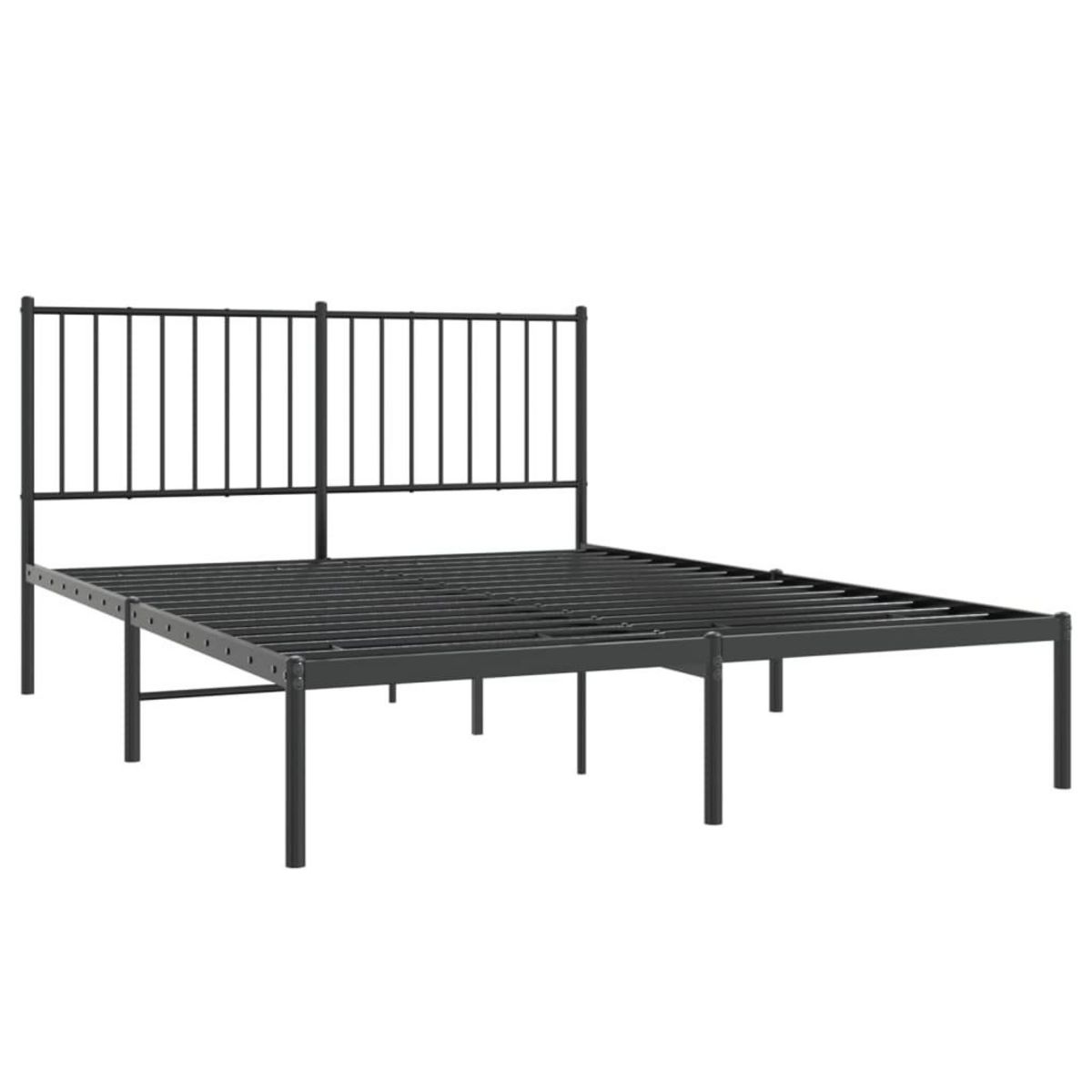 VIDAXL Cadre de lit metal sans matelas avec tete de lit noir 140x200cm