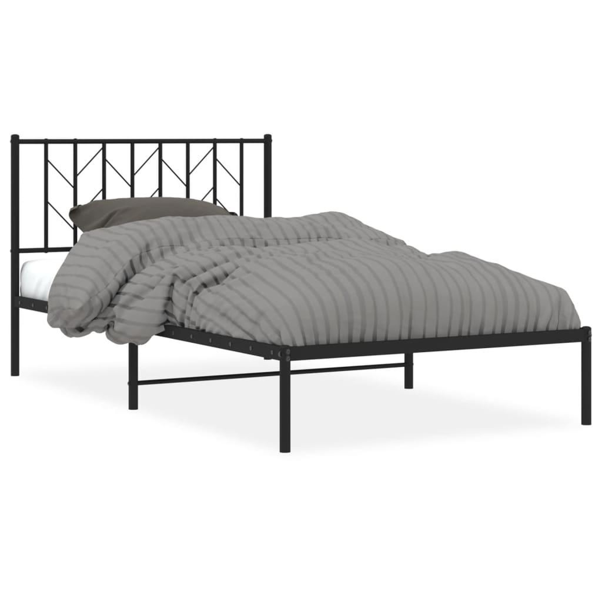 Voir la diapositive 2 : VIDAXL Cadre de lit metal sans matelas avec tete de lit noir 107x203cm