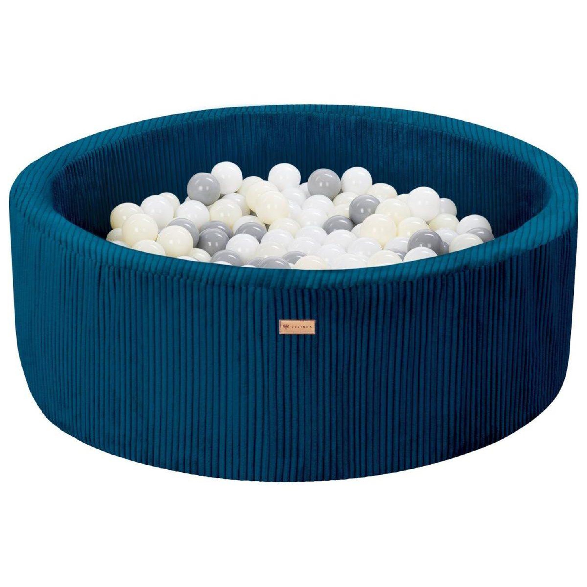 VELINDA Piscine à balles en velours côtelé avec 300 balles, diamètre env. 90 cm — bleu marine