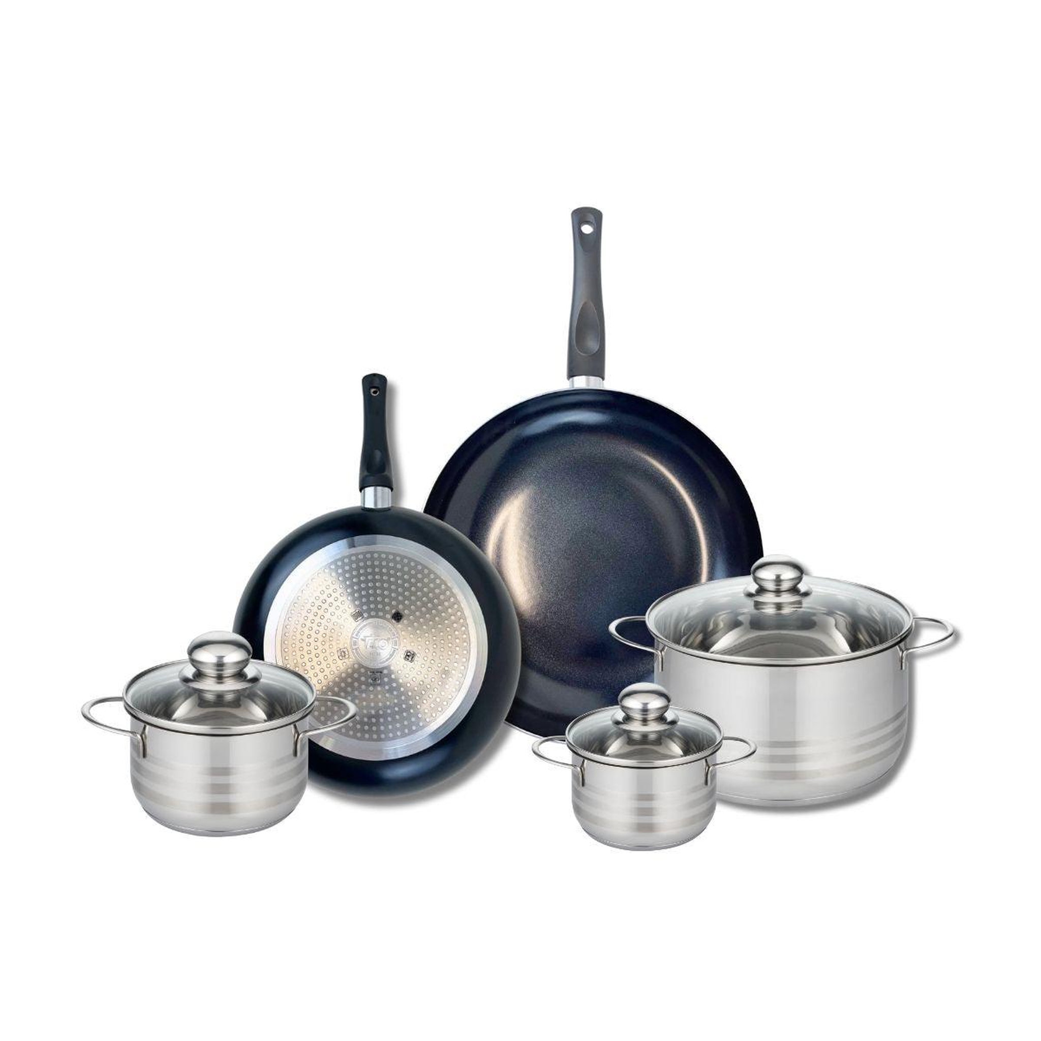 ELO Ensemble de 2 poêles de cuisson 24 et 28 cm et 3 faitouts 12, 14 et 20 cm elo prima brillant