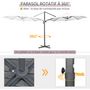 Voir la diapositive 4 : OUTSUNNY Parasol déporté octogonal inclinable manivelle avec pied en acier Ø 2,94 x 2,48H m blanc