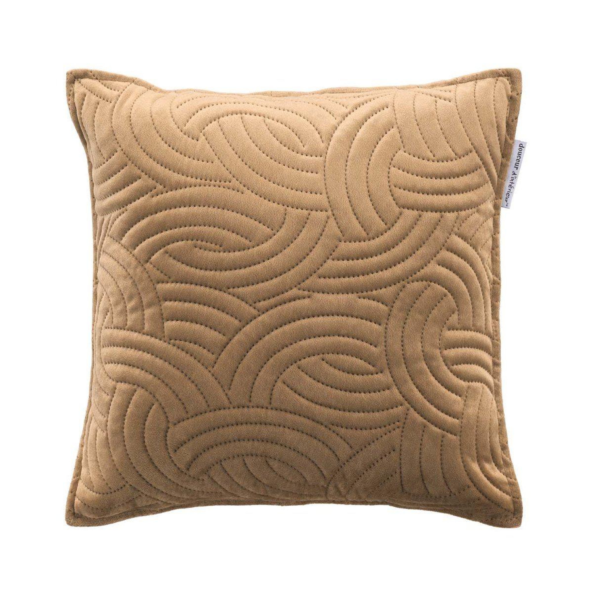 Douceur d'Intérieur Housse de coussin velours uni  solange  40x40cm chamois