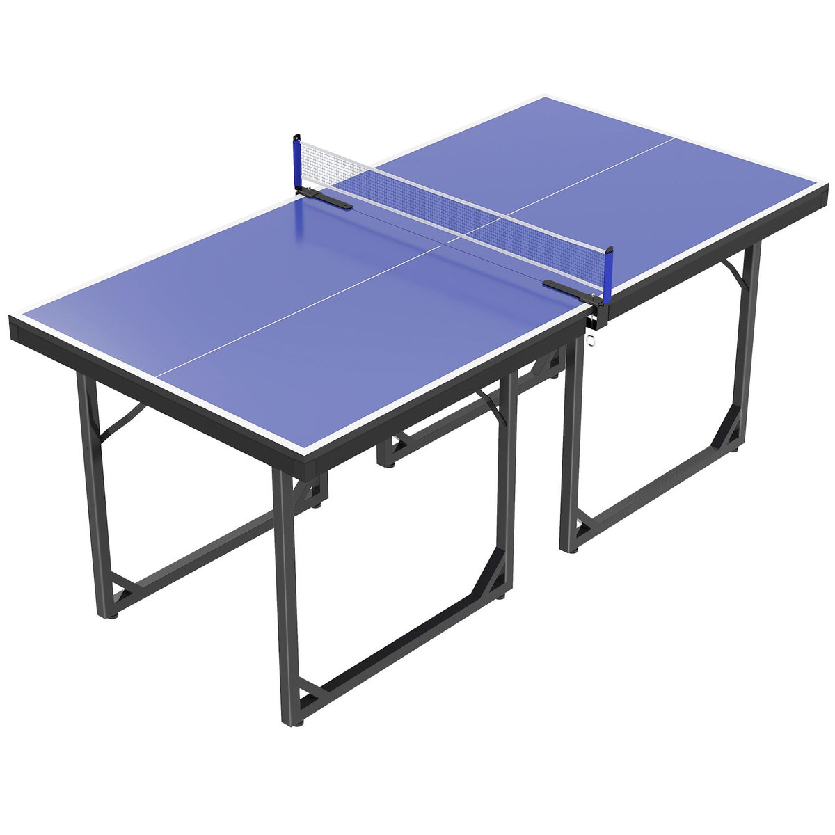 HOMCOM Table de ping-pong tennis de table pliable compacte pieds de nivellement antidérapants acier noir MDF bleu