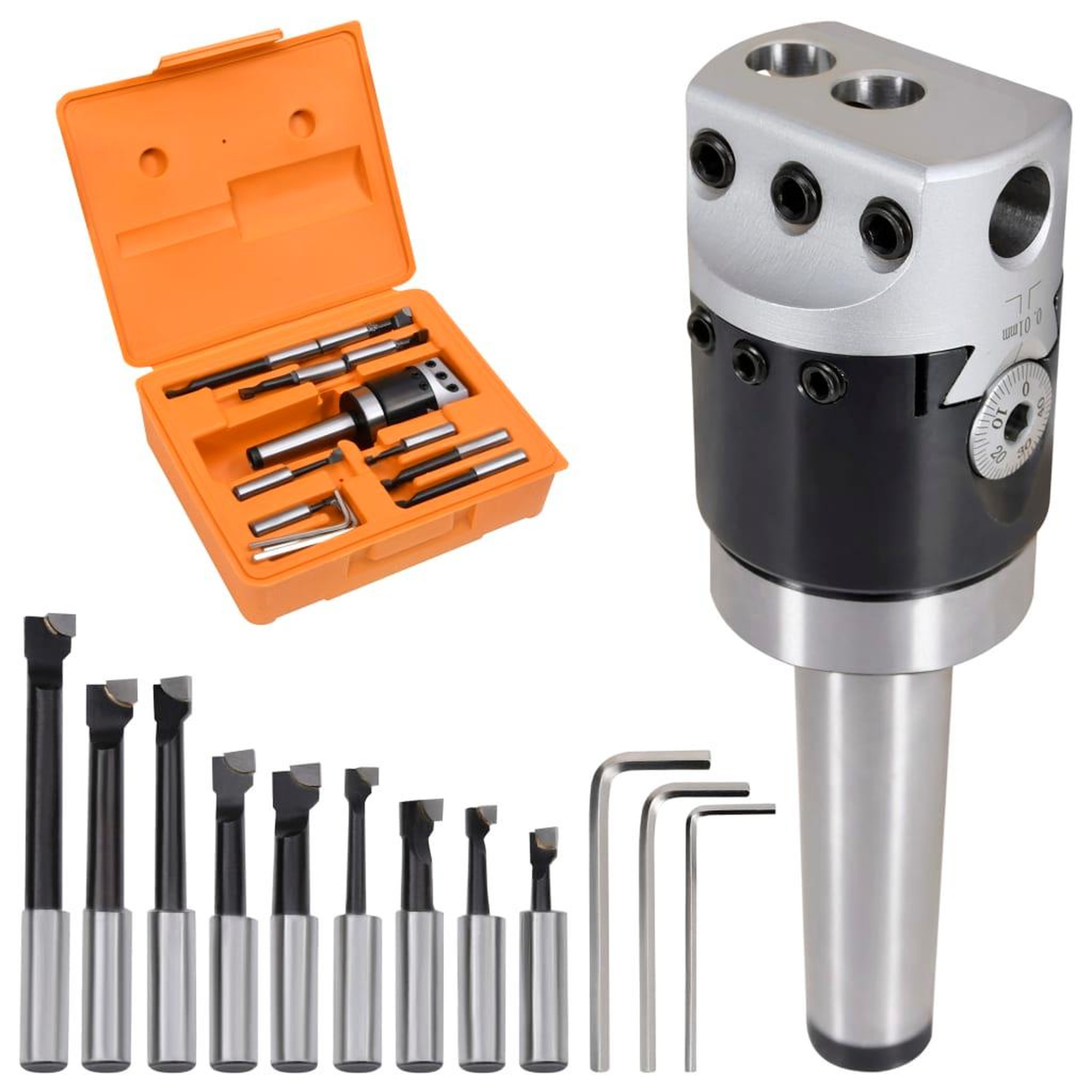 Voir la diapositive 3 : VIDAXL Jeu d'outils d'alesage 15 pcs 50 mm Tete d'alesage MT3-F1-12