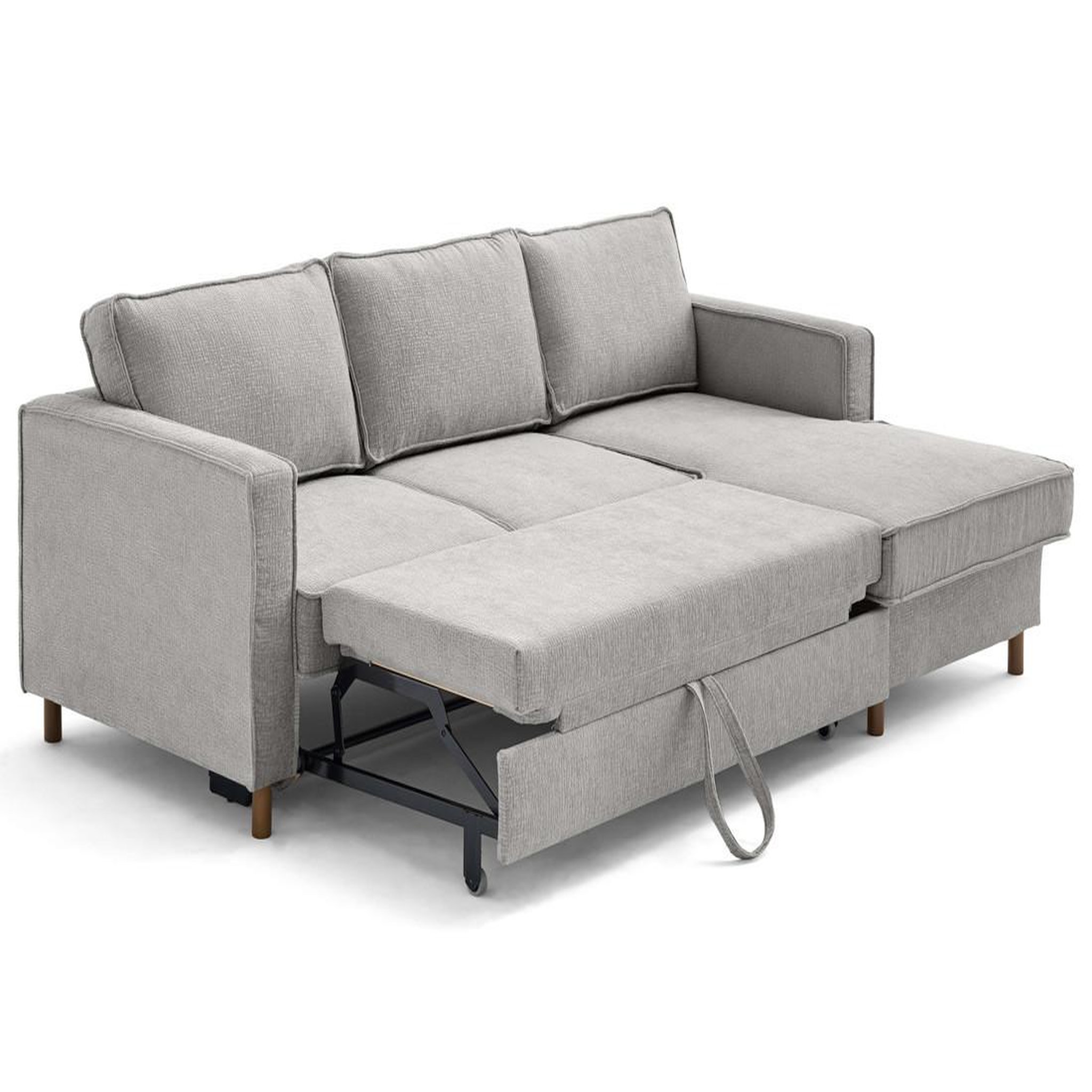 Voir la diapositive 2 : LISA DESIGN Jake - canapé d'angle droit 4 places convertible avec coffre en tissu velours relief
