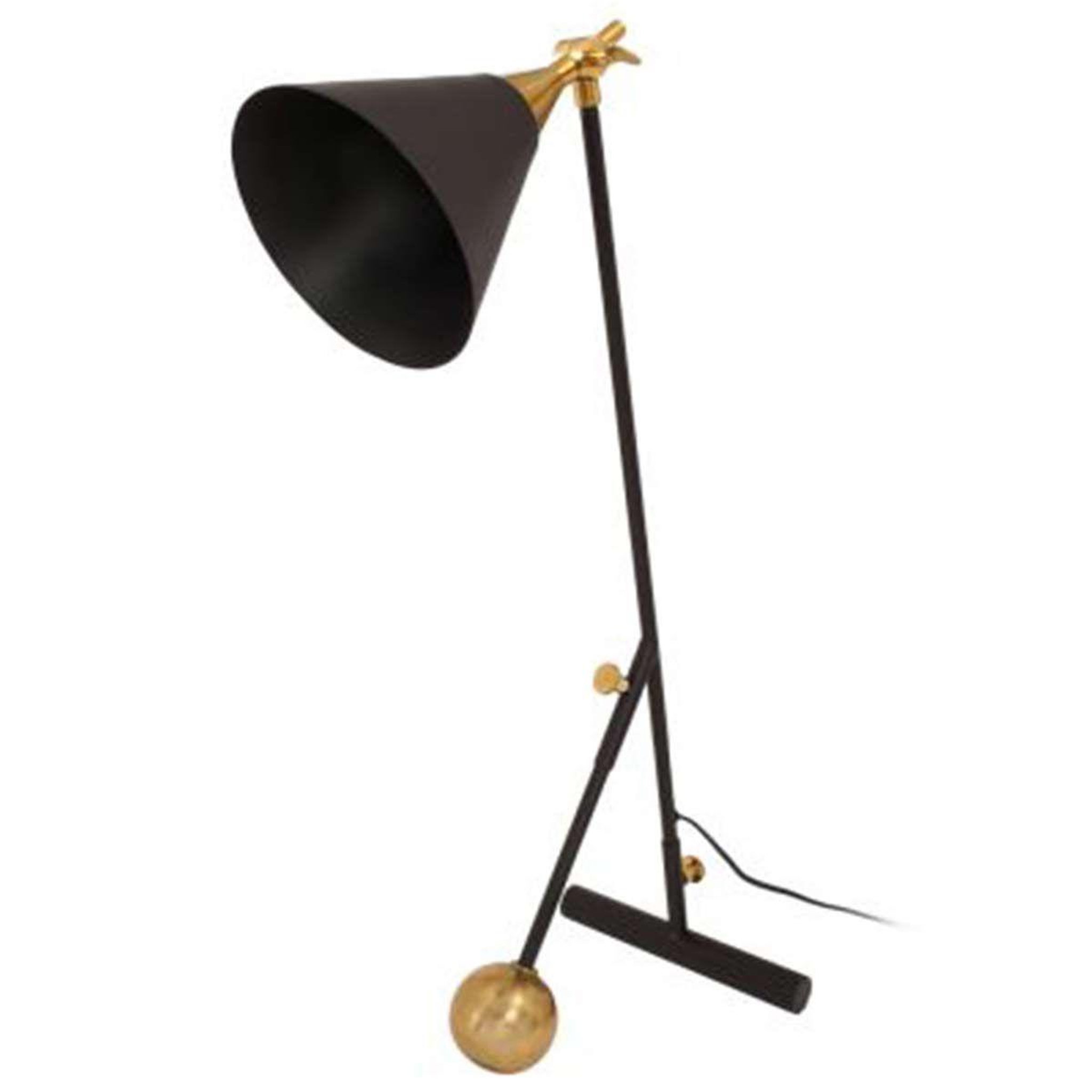 Paris Prix Lampe à poser industriel  celeste  76cm noir & or