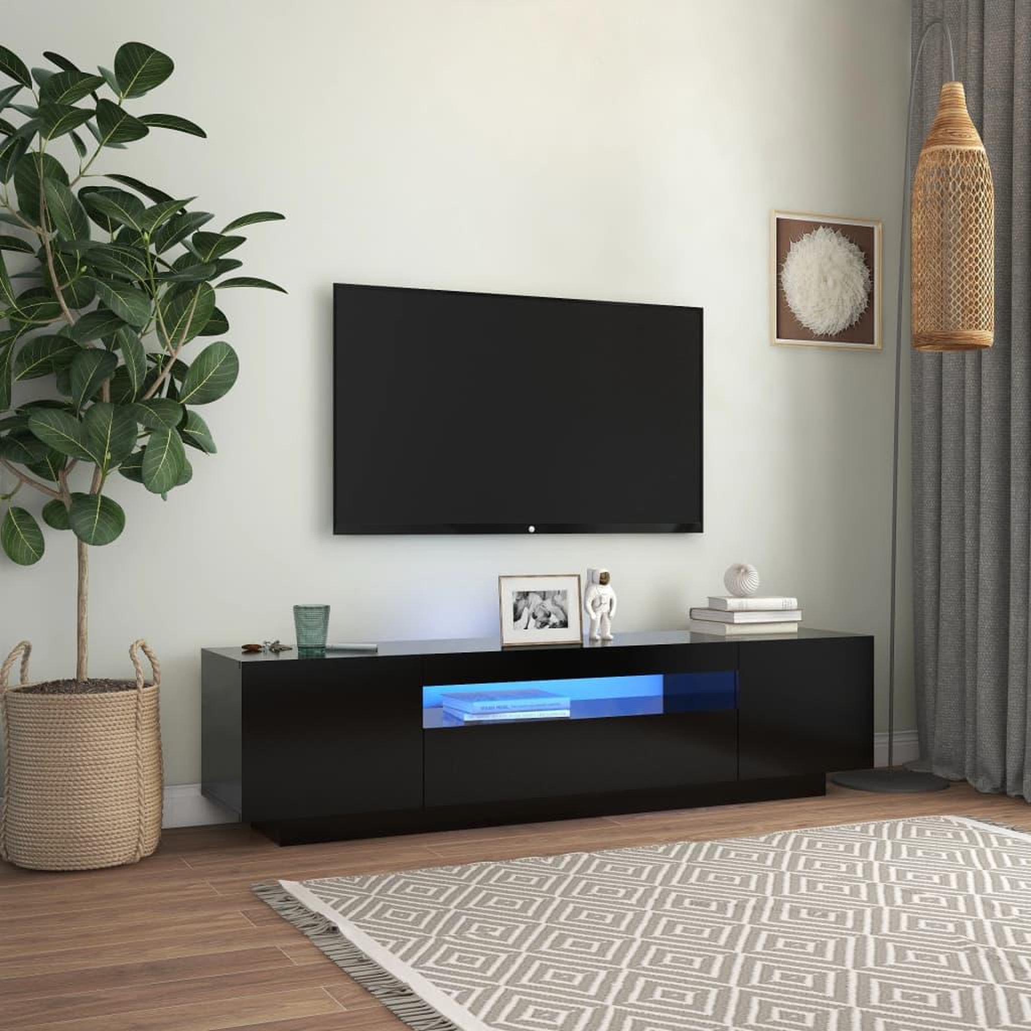 Voir la diapositive 1 : VIDAXL Meuble TV avec lumieres LED noir 160x35x40 cm