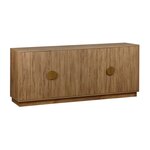 SWEEEK Buffet exotique 4 portes. effet bois de manguier rainuré. buffet bas. poignées en métal doré. L 180 x P 40 x H 75cm
