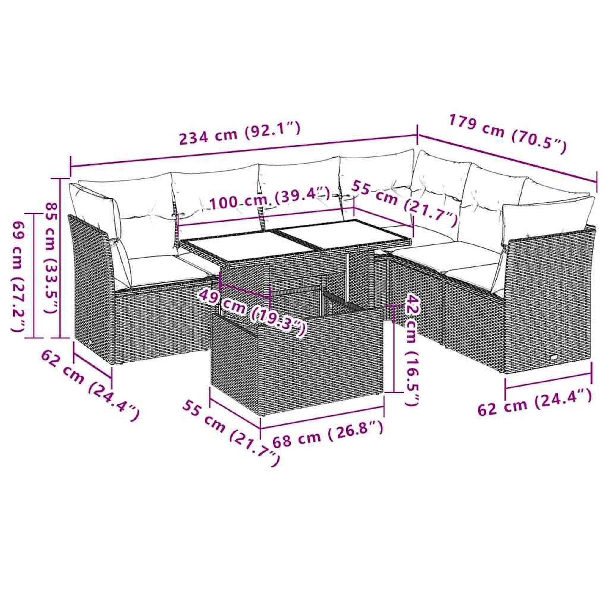Voir la diapositive 6 : VIDAXL Salon de jardin 7 pcs avec coussins noir resine tressee