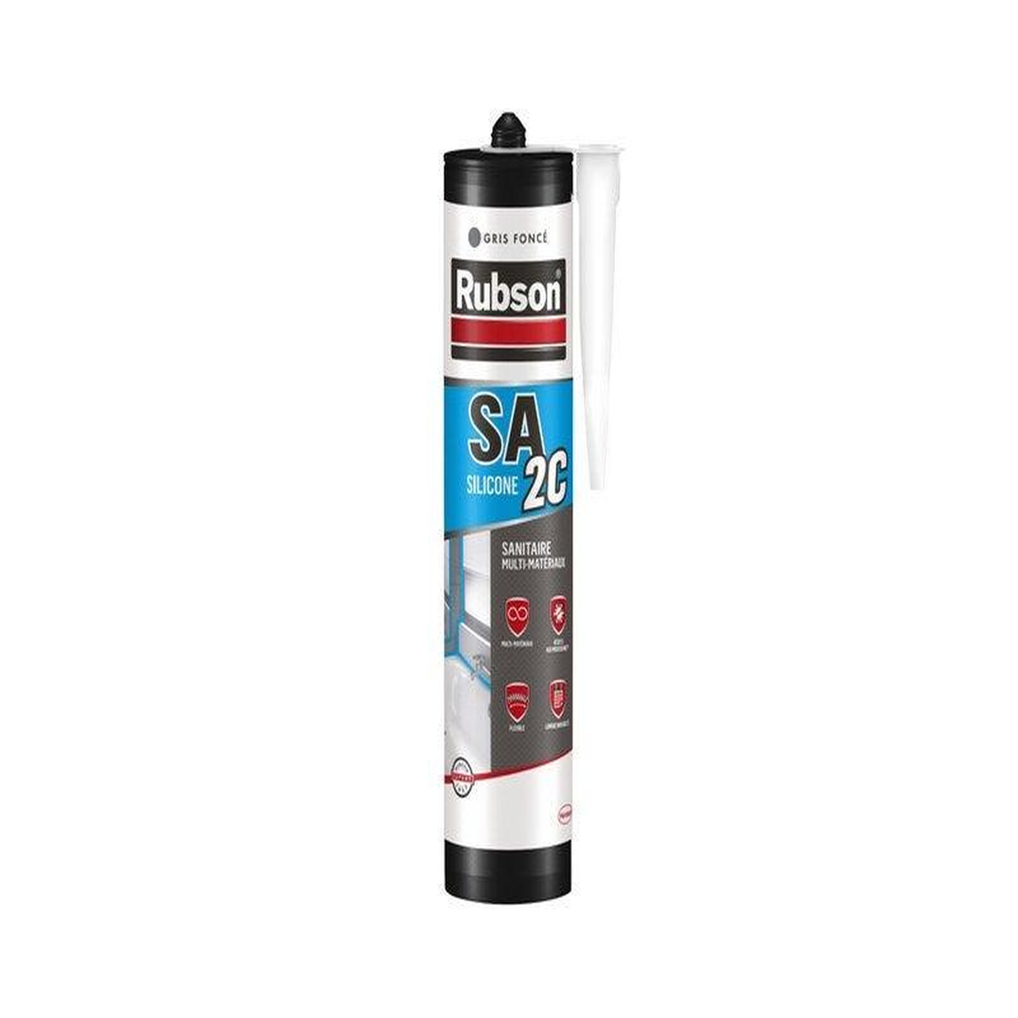rubson Mastic sanitaire silicone acetique RUBSON gris foncé cartouche 280ml