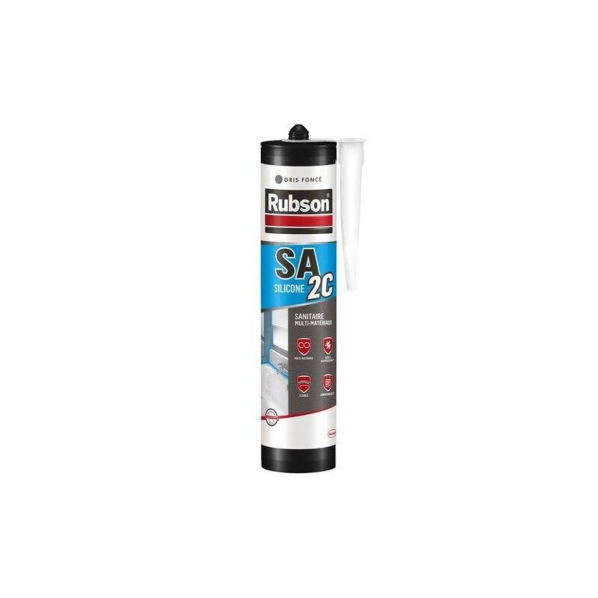 rubson Mastic sanitaire silicone acetique RUBSON gris foncé cartouche 280ml