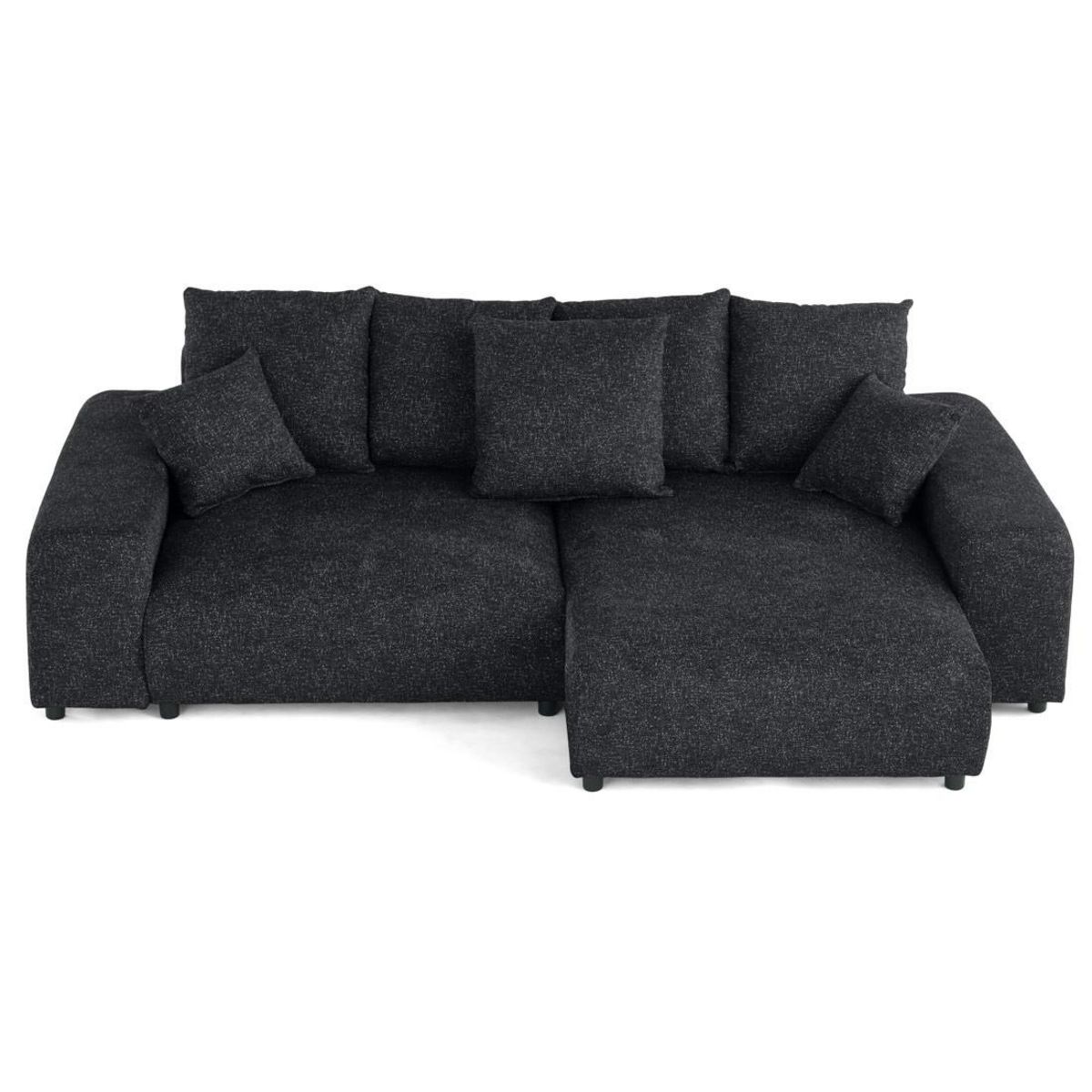 LISA DESIGN Jake - canapé panoramique d'angle droit 7 places convertible avec coffre en fausse fourrure