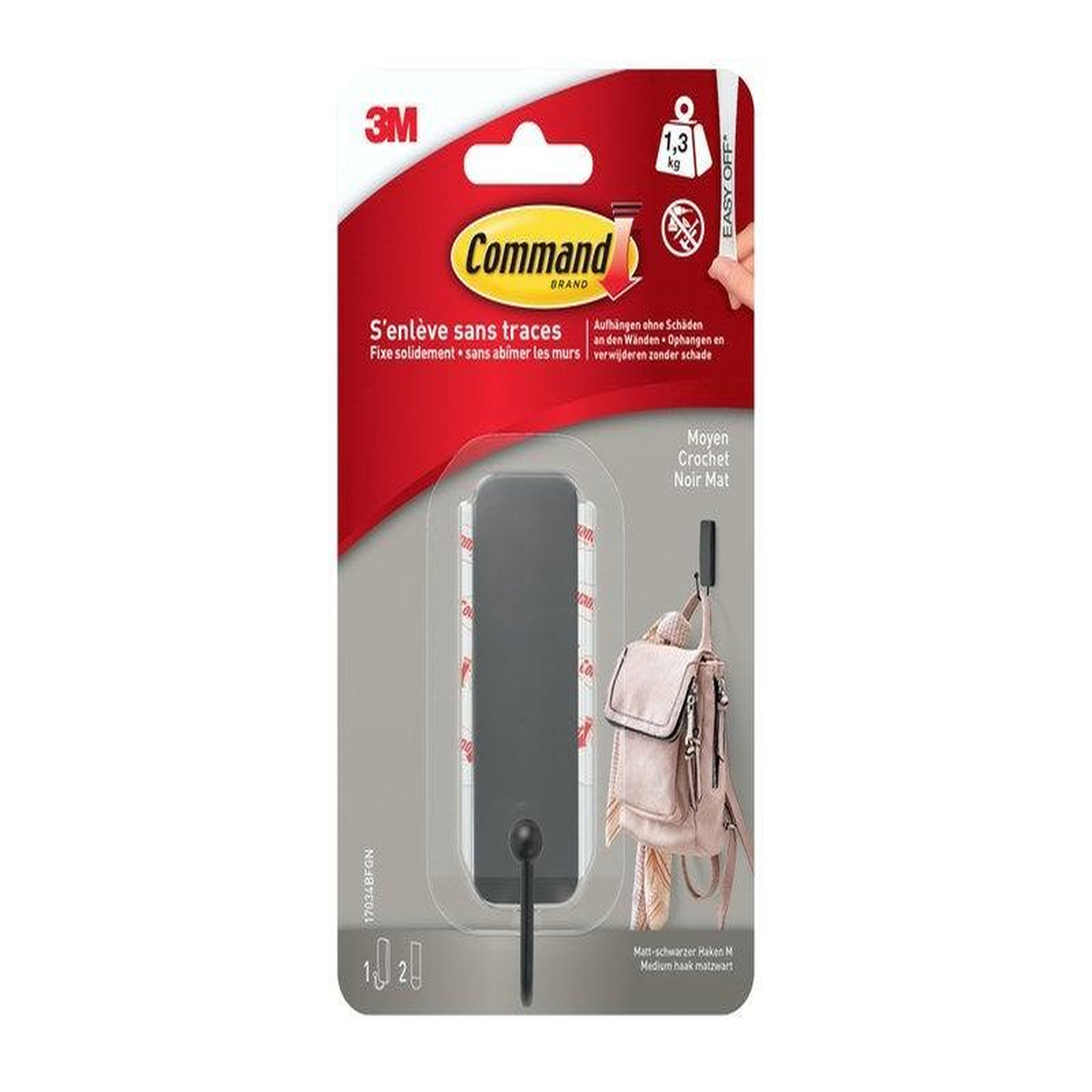 CENTRALE BRICO Crochet réutilisable, COMMAND noir 1.3 kg