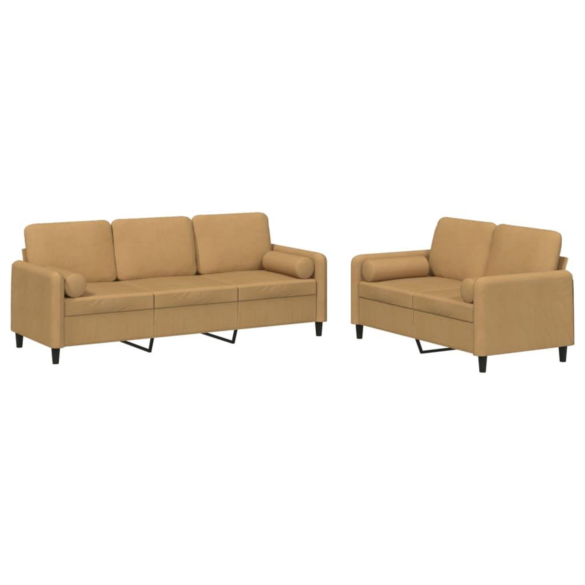 Voir la diapositive 2 : VIDAXL Ensemble de canapes 2 pcs avec coussins marron velours