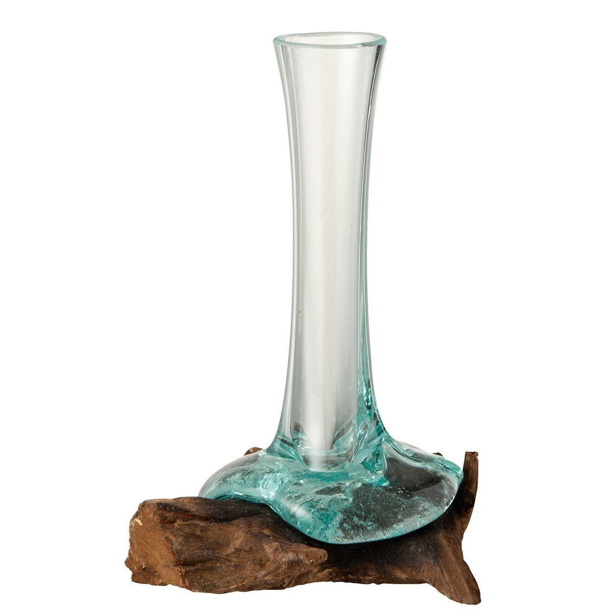 Voir la diapositive 1 : J-LINE Vase déco sur pied  gamal  30cm transparent