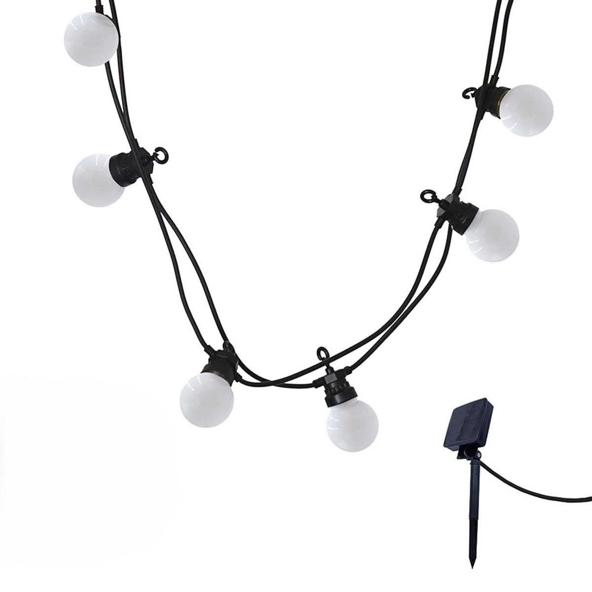Lumisky Guirlande solaire 10 globes PARTY Blanc Plastique 5.7M