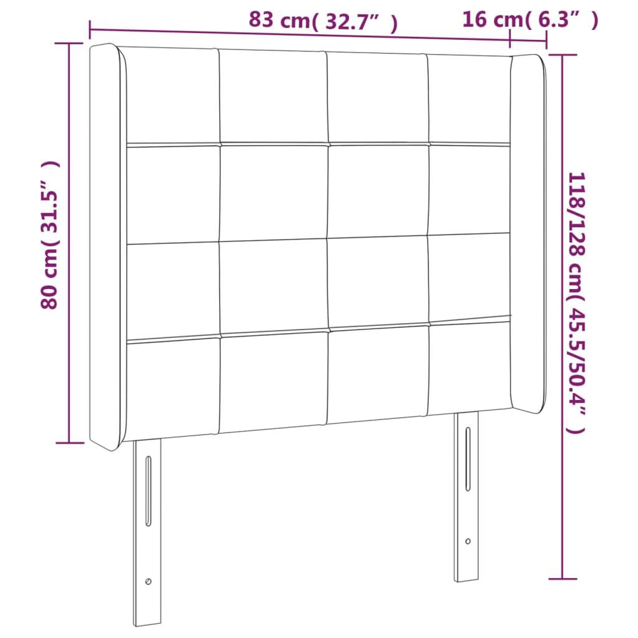 Voir la diapositive 6 : VIDAXL Tete de lit a LED Gris fonce 83x16x118/128 cm Velours
