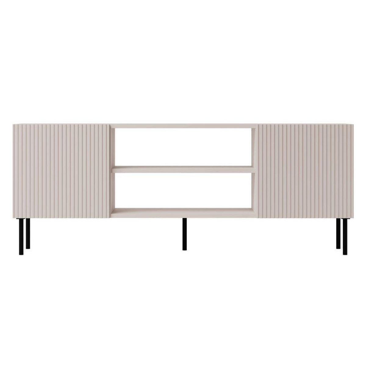 BEST MOBILIER Timote - meuble tv 2 portes et 2 niches - écru - 181 cm