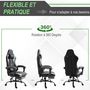Voir la diapositive 6 : VINSETTO Vinsetto Fauteuil de bureau gamer style baquet racing - pivotant, inclinable - coussin lombaire, tétière, repose-pieds inclus - revêtement synthétique gris noir