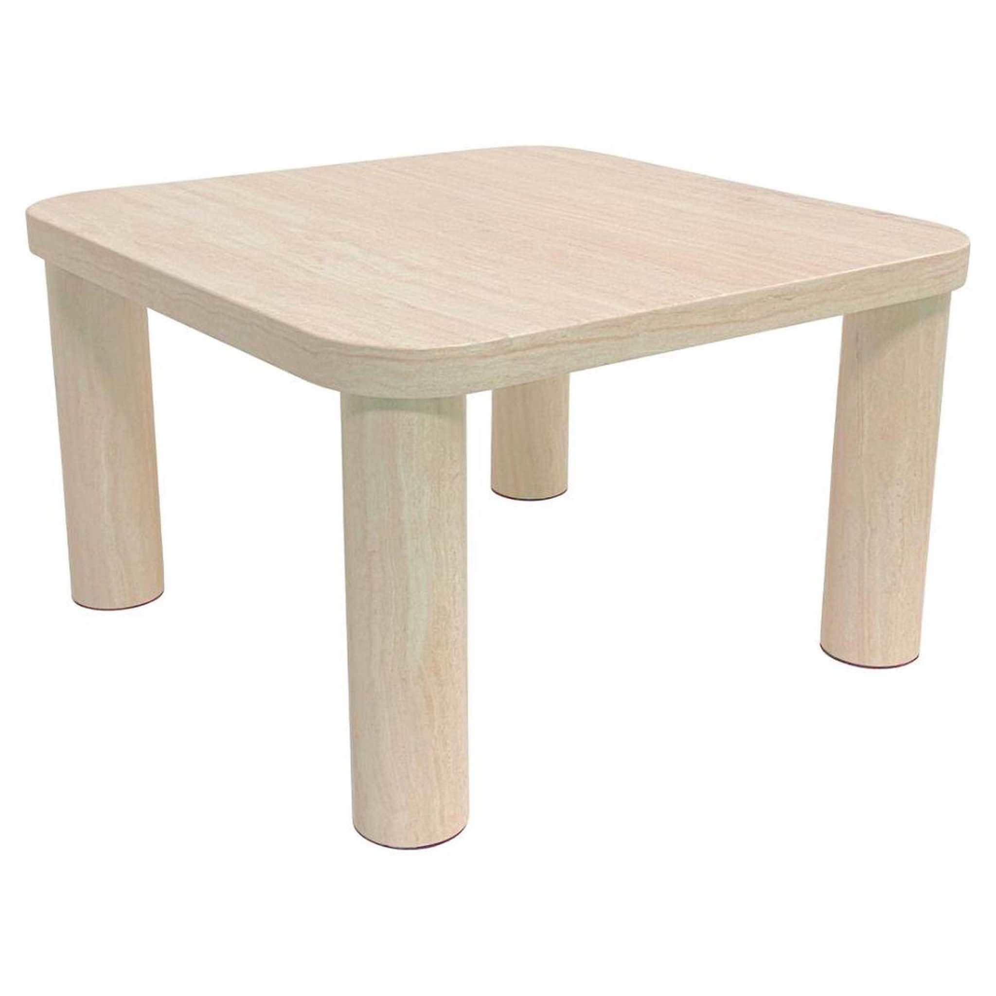 TOILINUX Table basse carrée effet travertin göran - beige
