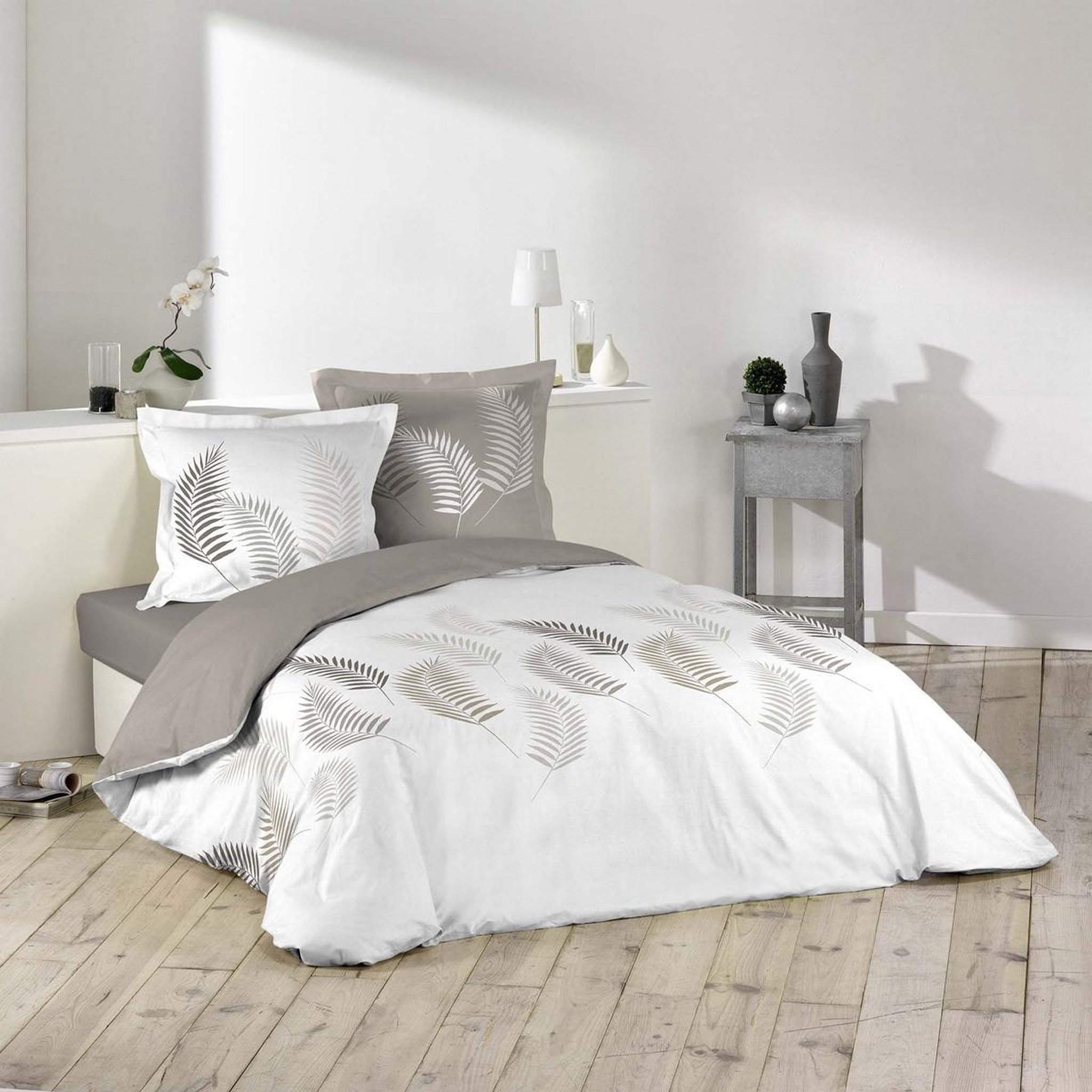 Douceur d'Intérieur Parure de lit 3 pièces  goyave line  240x220cm taupe