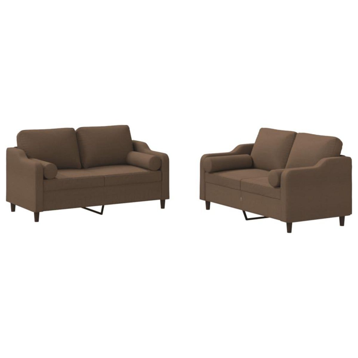 VIDAXL Ensemble de canapes 2 pcs avec coussins marron tissu