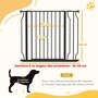 Voir la diapositive 3 : PAWHUT Barrière de sécurité chien réglable 75-95 cm - porte verrouillable - sans perçage - acier ABS noir