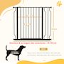 Voir la diapositive 3 : PAWHUT Barrière de sécurité chien réglable 75-95 cm - porte verrouillable - sans perçage - acier ABS noir