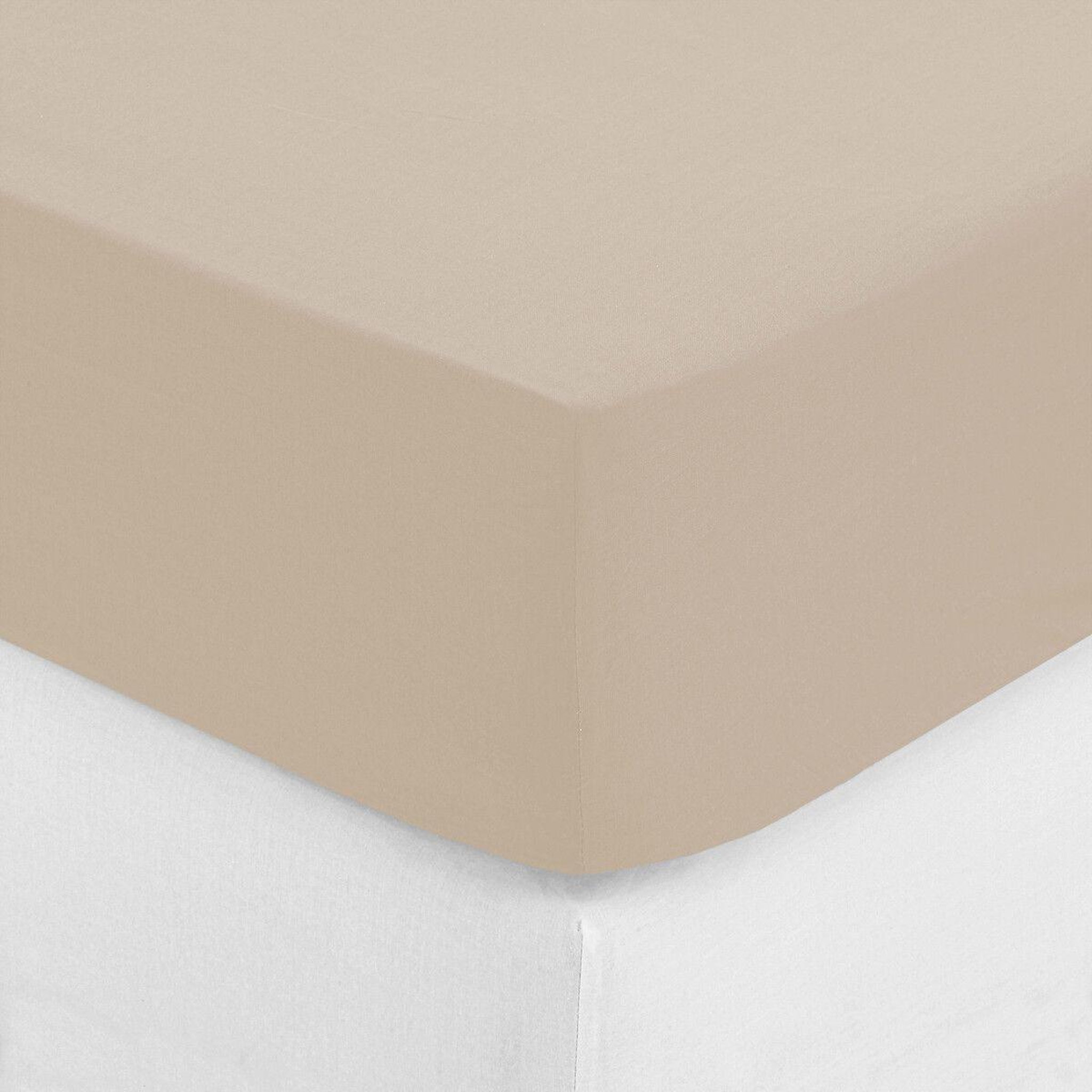 Voir la diapositive 2 : ATMOSPHERA Drap housse 2 personnes  percale  160x200cm beige lin