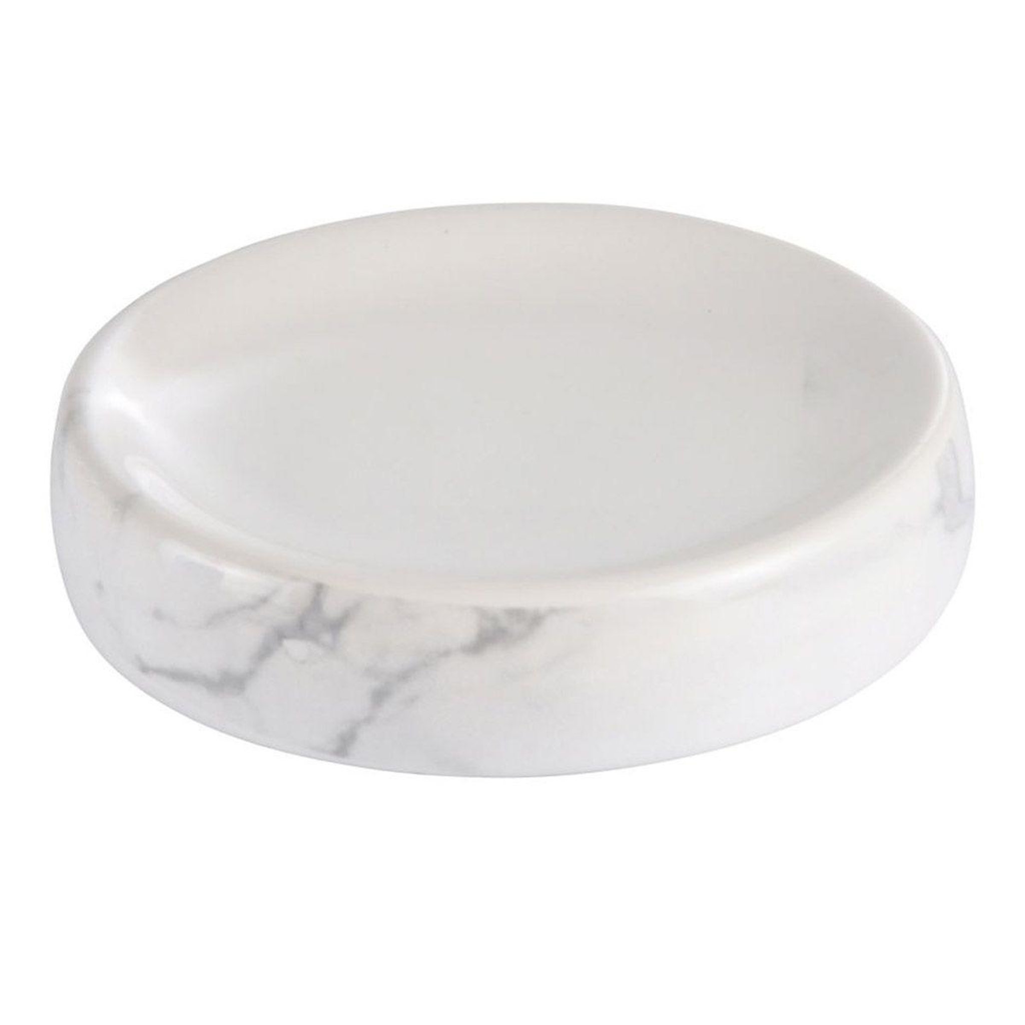 Douceur d'Intérieur Porte savon en céramique  effet marbre  11cm blanc