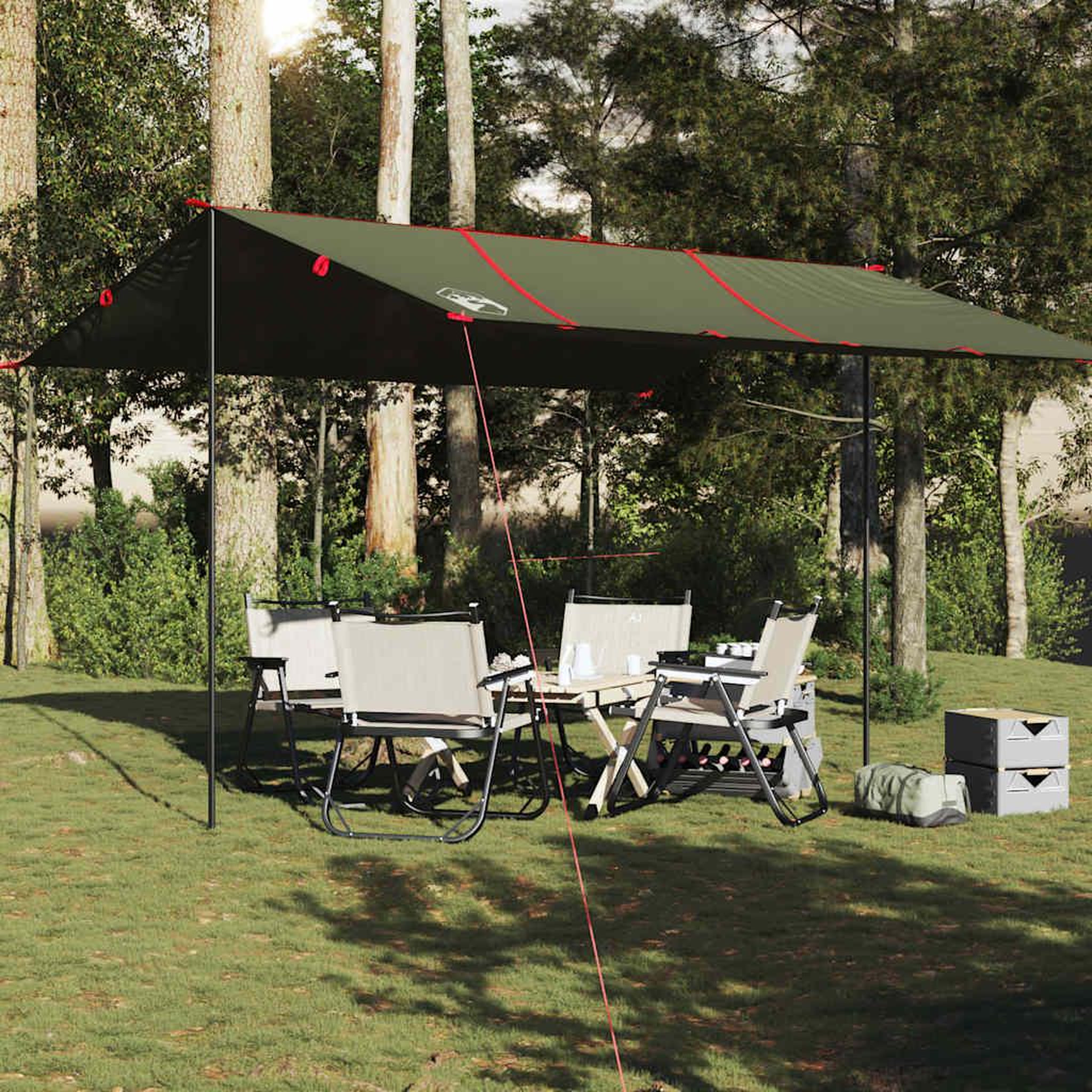 Voir la diapositive 3 : VIDAXL Bache de camping vert olive 451x420 cm impermeable