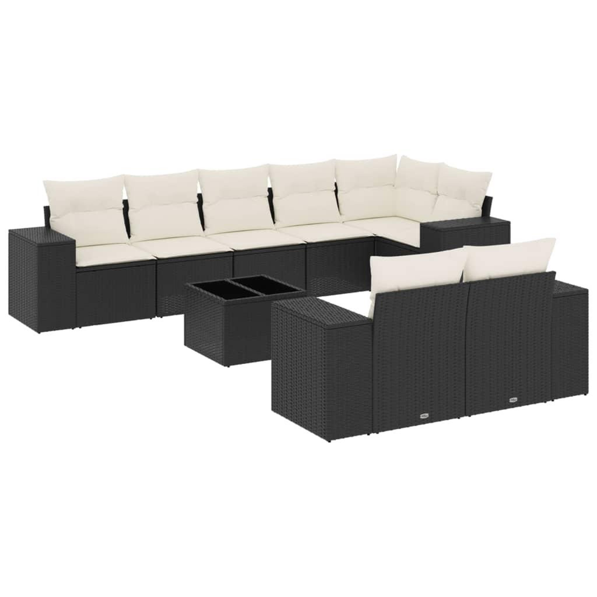 Voir la diapositive 2 : VIDAXL Salon de jardin 9 pcs avec coussins noir resine tressee