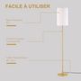 Voir la diapositive 5 : HOMCOM Lampadaire design néo-rétro 40 W max. piètement mât acier doré abat-jour lin crème