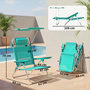 Voir la diapositive 3 : OUTSUNNY Chaise de plage pliable inclinable avec pare-soleil turquoise