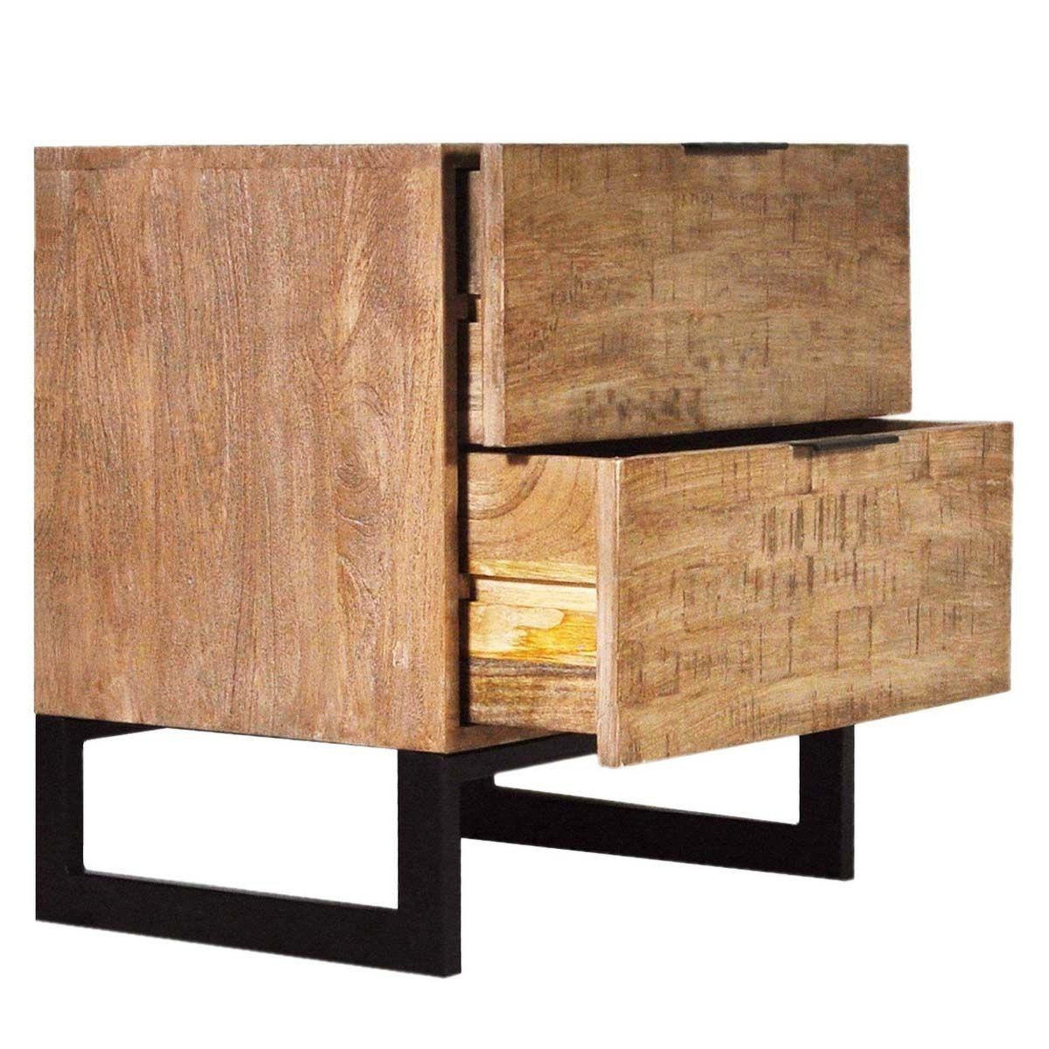 Voir la diapositive 3 : Paris Prix Table de Chevet 2 Tiroirs  Bolta  55cm Naturel