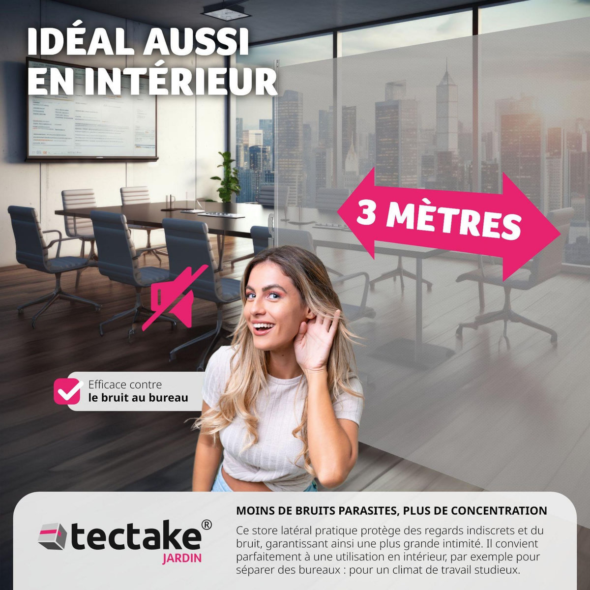 tectake Paravent rétractable et extensible avec enrouleur