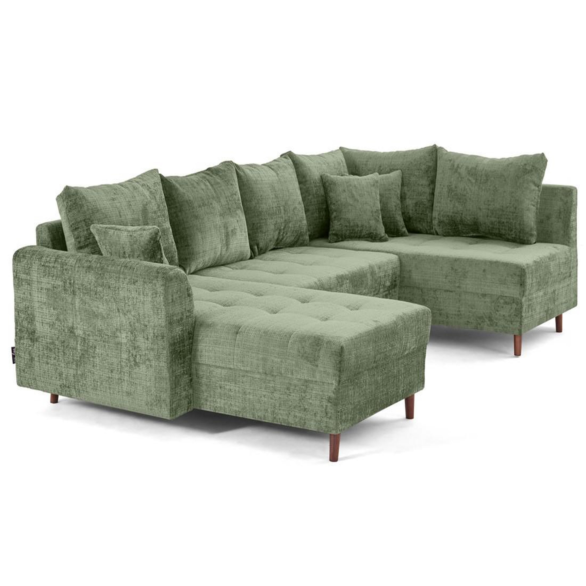 Voir la diapositive 4 : BEST MOBILIER Rune - canapé panoramique d'angle droit 7 places en velours texturé