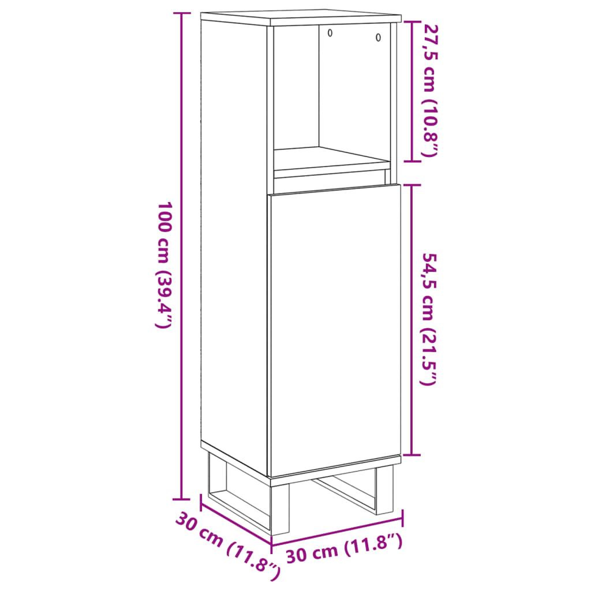 Voir la diapositive 6 : VIDAXL Armoire de salle de bain vieux bois 30x30x100cm bois ingenierie