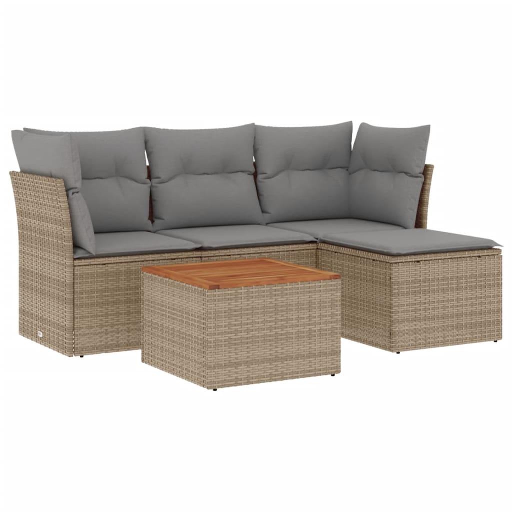 Voir la diapositive 2 : VIDAXL Salon de jardin avec coussins 5 pcs beige resine tressee