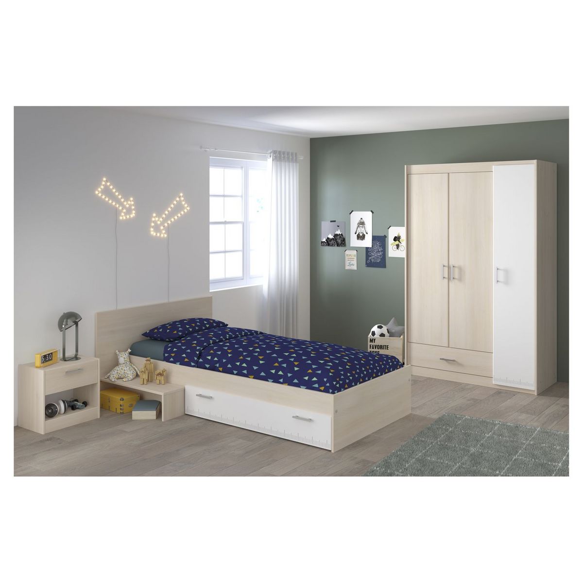 Armoire de chambre enfant 3 portes L112cm SACHA