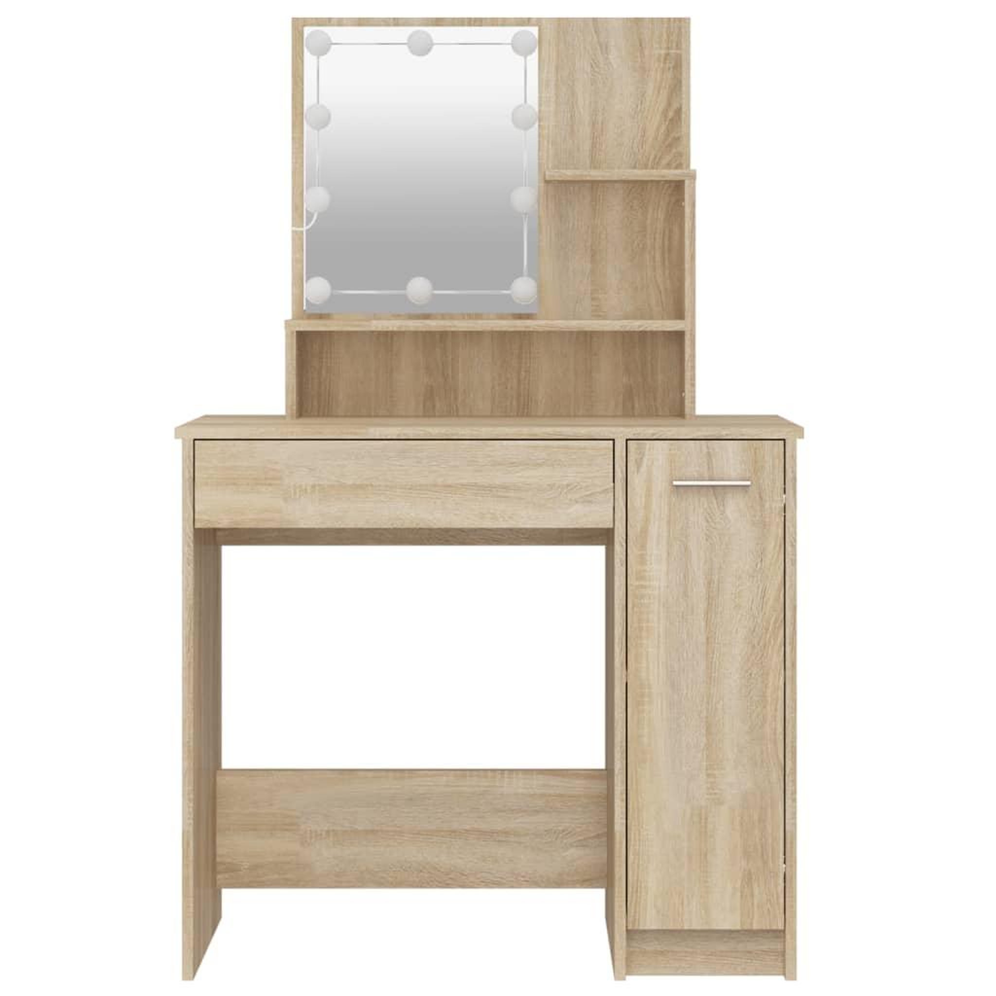 Voir la diapositive 5 : VIDAXL Coiffeuse avec LED chene sonoma 86,5x35x136 cm
