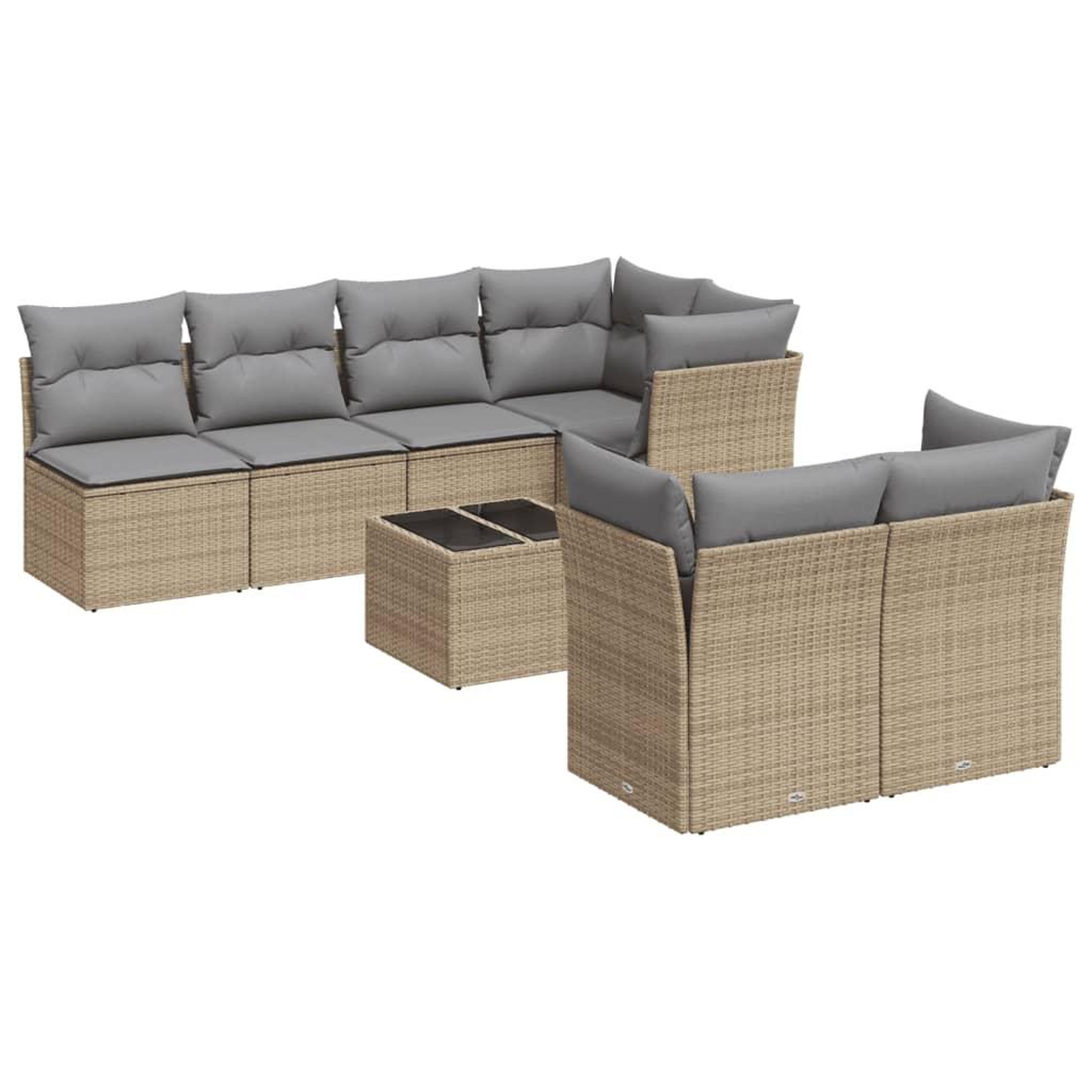 Voir la diapositive 2 : VIDAXL Salon de jardin avec coussins 8 pcs beige resine tressee