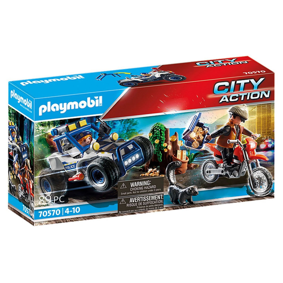 PLAYMOBIL 70570 - City Action - Policier avec voiturette et voleur moto