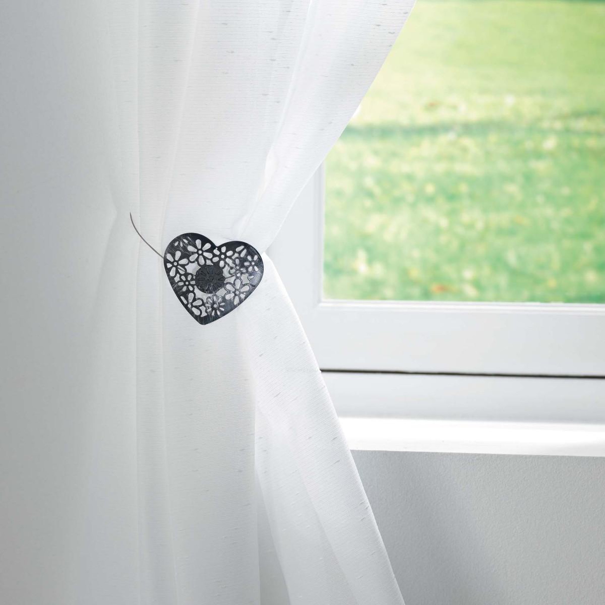 Voir la diapositive 2 : Douceur d'Intérieur Embrasse de rideau aimantée  lovely  22cm noir & argent