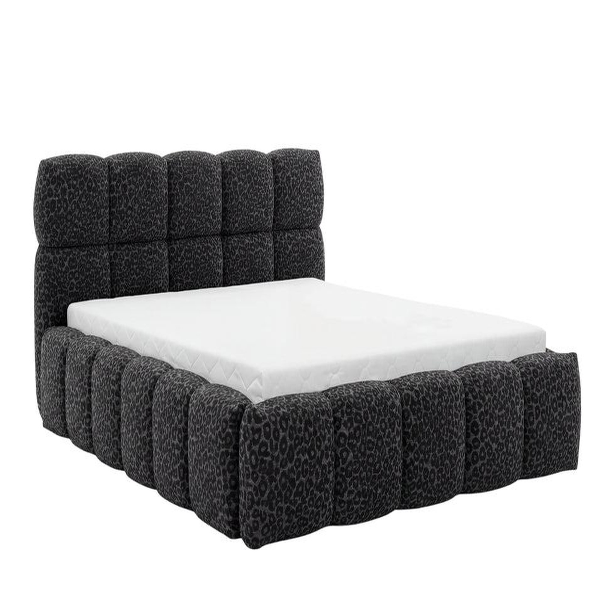 CASANOVA PARIS Elise - lit coffre tissu imprimé animalier noir. Coloris disponibles : Noir