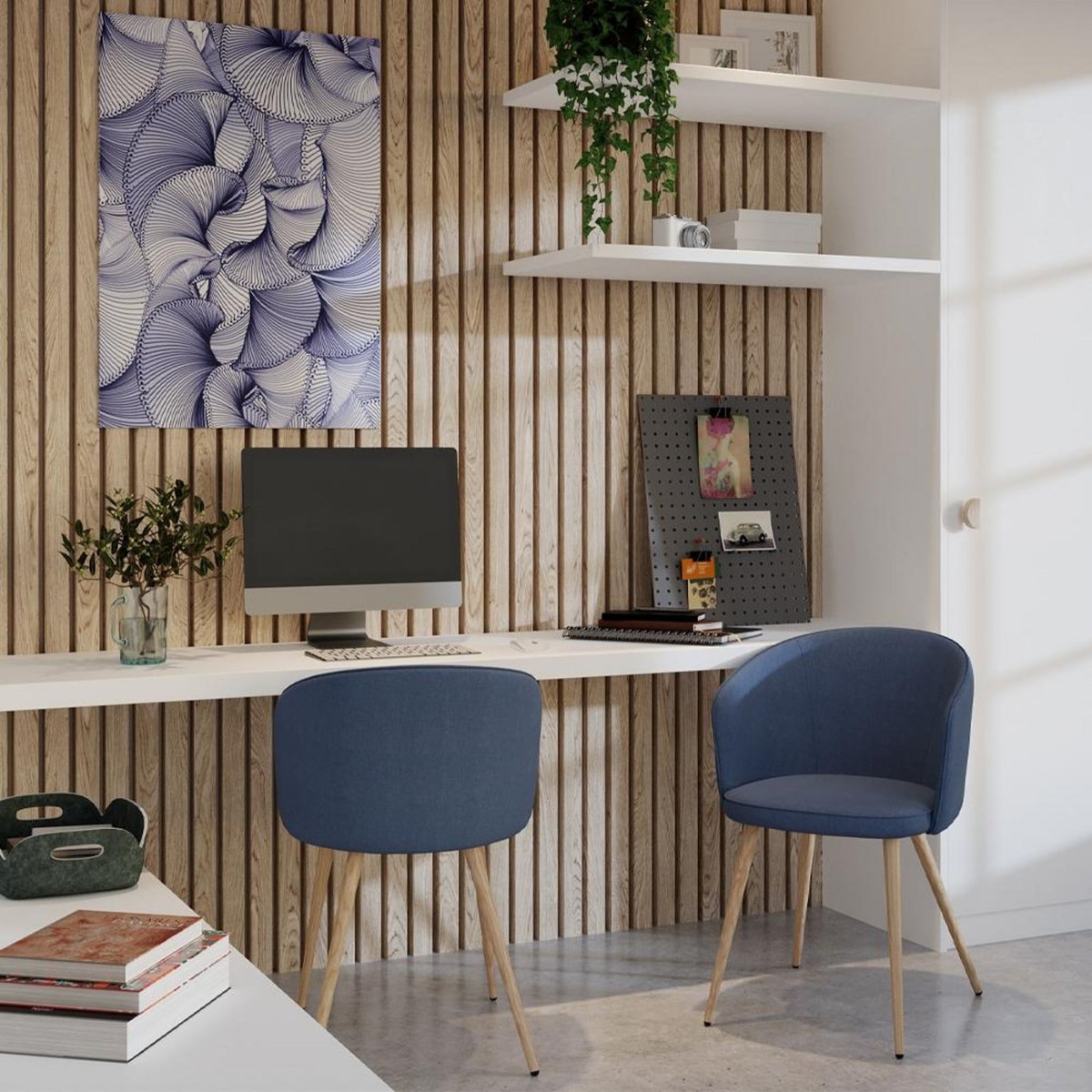 Rendez vous déco Lot de 2 chaises en tissu gris clair et pieds en métal - Chiara