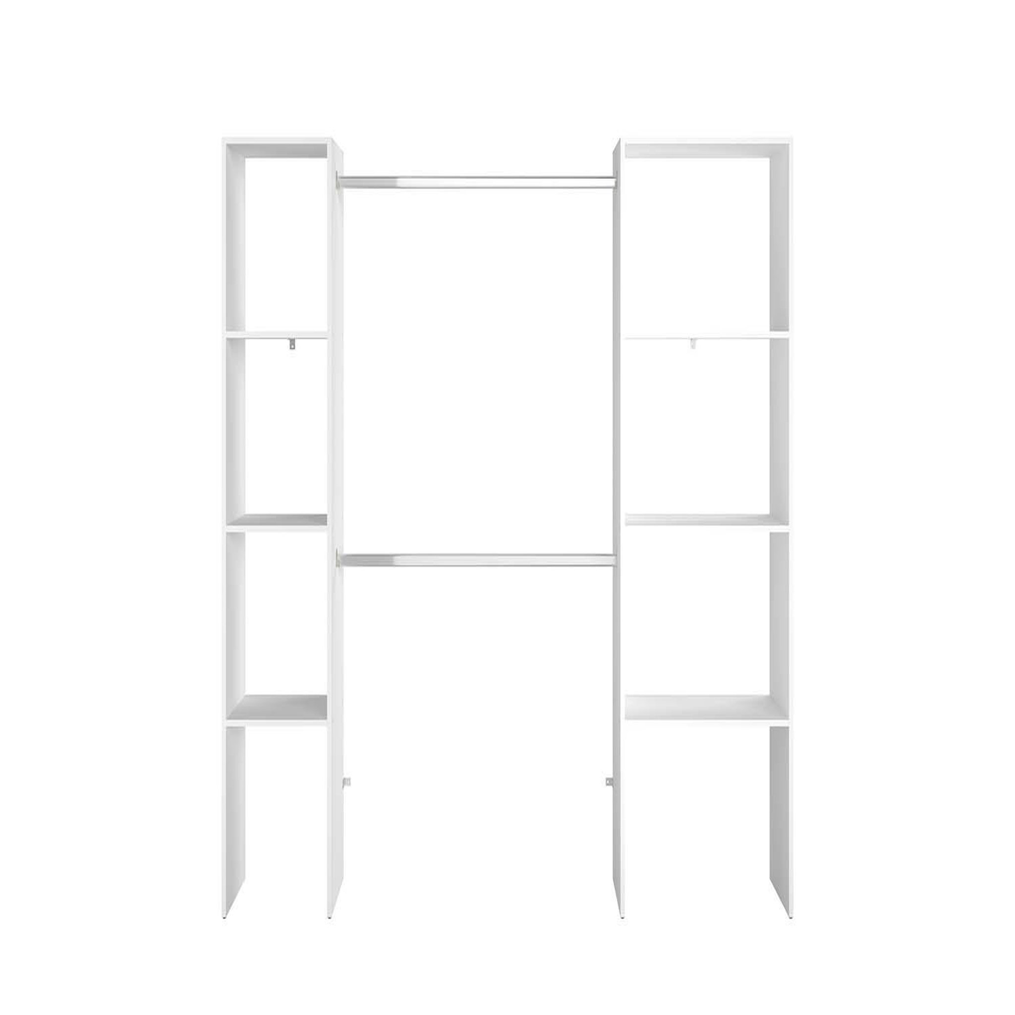 CONCEPT USINE Dressing blanc 6 étagères 2 penderies 198 x 40 x 180 cm ELYSEE