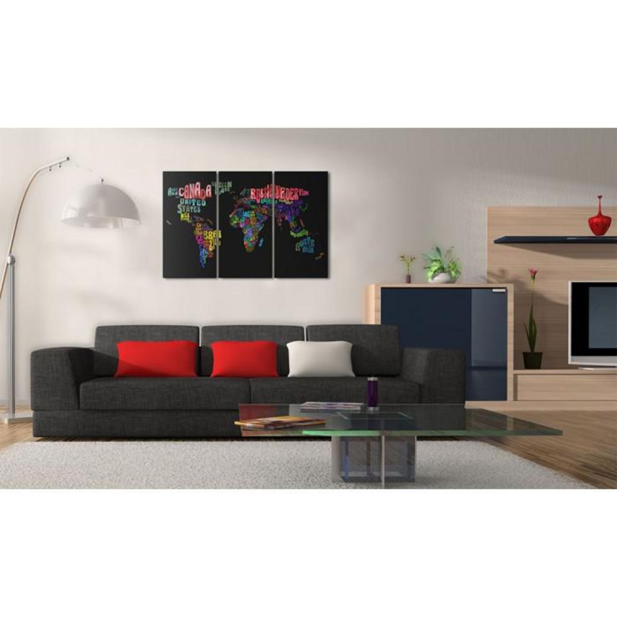 Paris Prix Tableau Imprimé 3 Panneaux  Noms des Pays