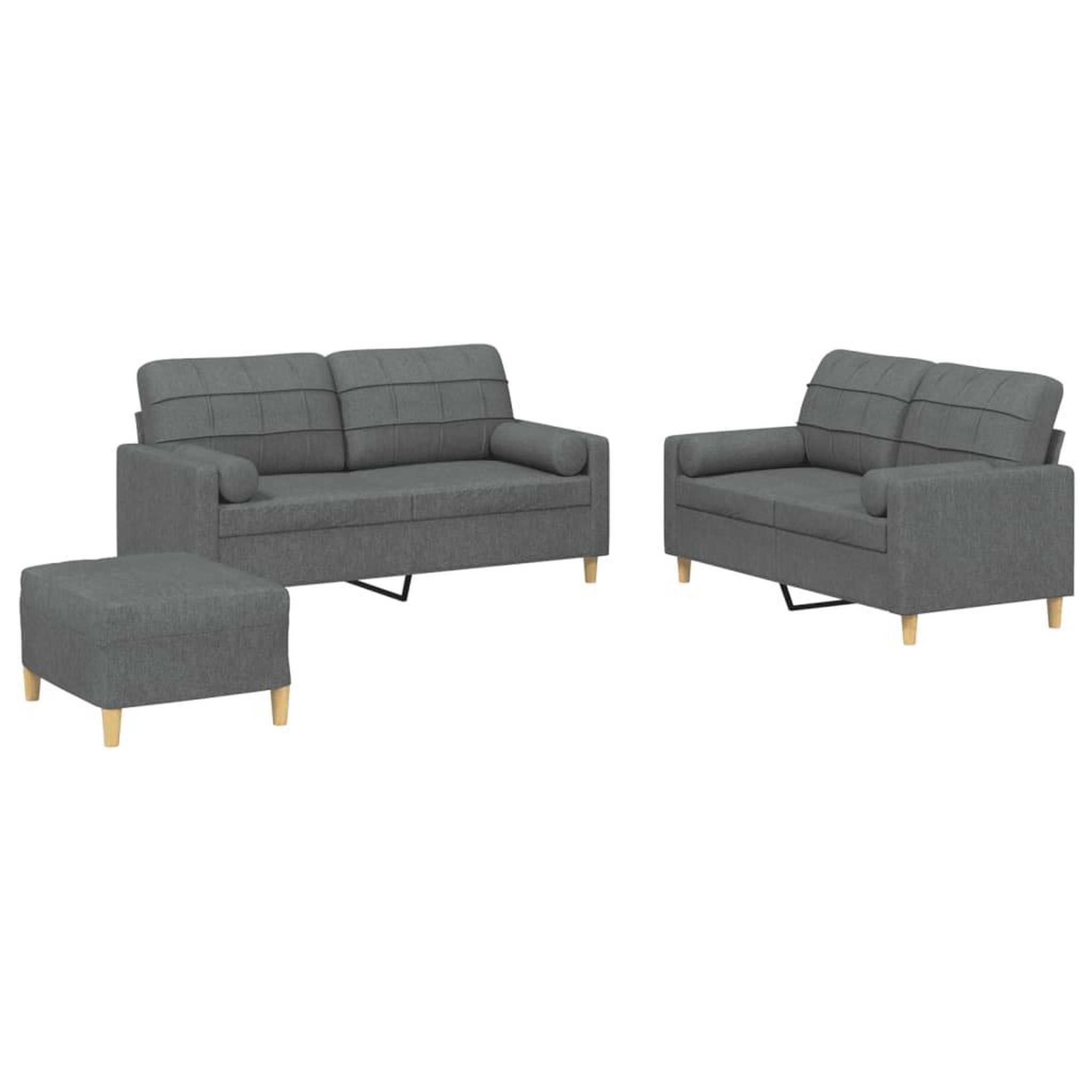 Voir la diapositive 2 : VIDAXL Ensemble de canapes 3 pcs coussins gris fonce tissu